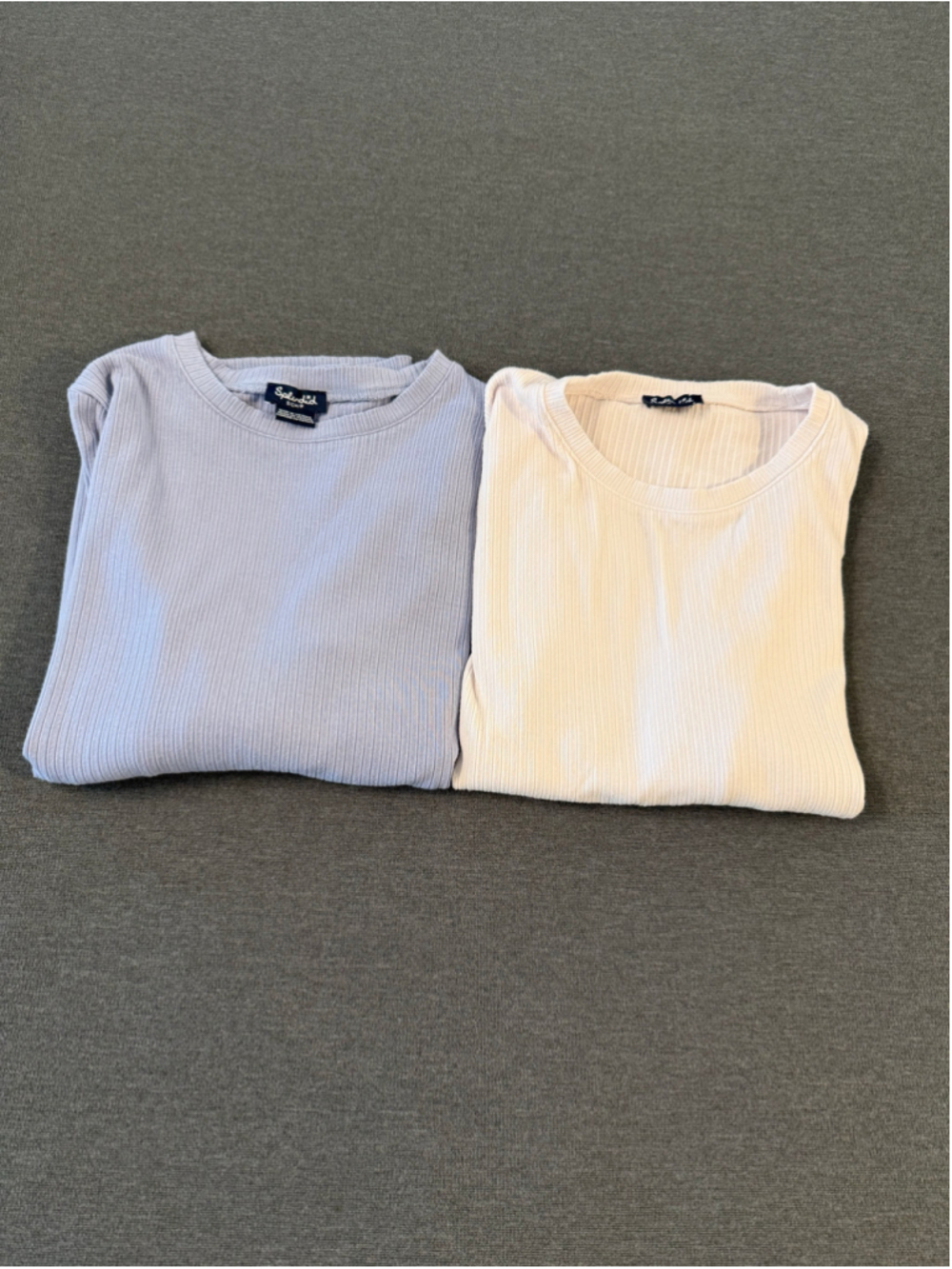 Splendid Ribbed Crewneck Tops Size Small Blue White Lot of 2